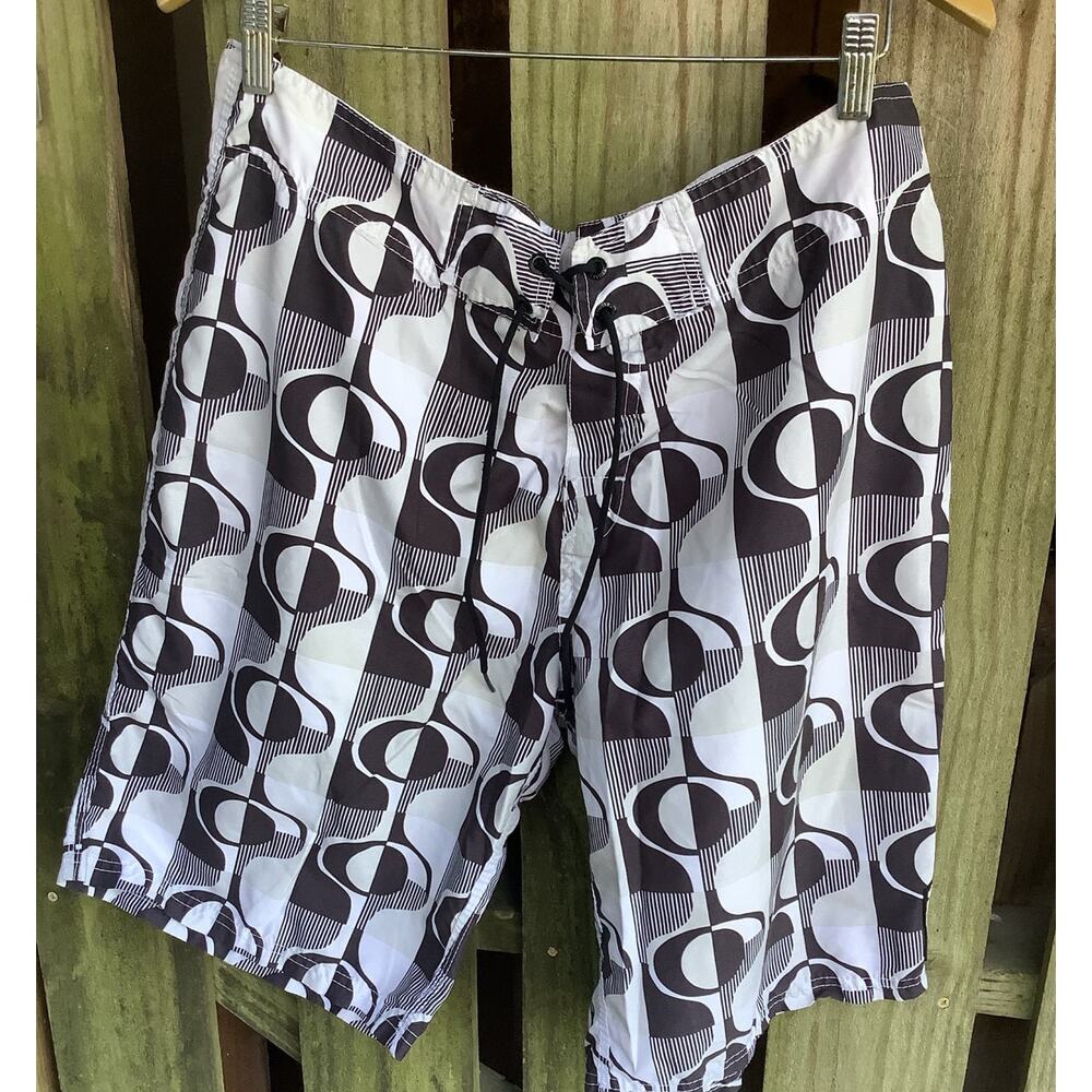 Limits XL Men's Board Shorts Black Gray Abstract Unlined No Mesh